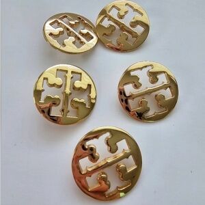 Tory Burch 5pc Replacement Metal Button Cut Out T-Logo Gold-Tone 1"